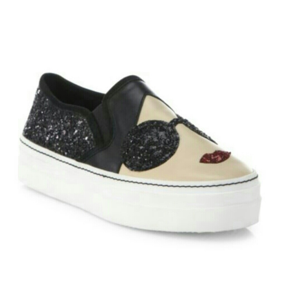 Alice+Olivia StaceFace Sofia Glitter Flat Sneakers